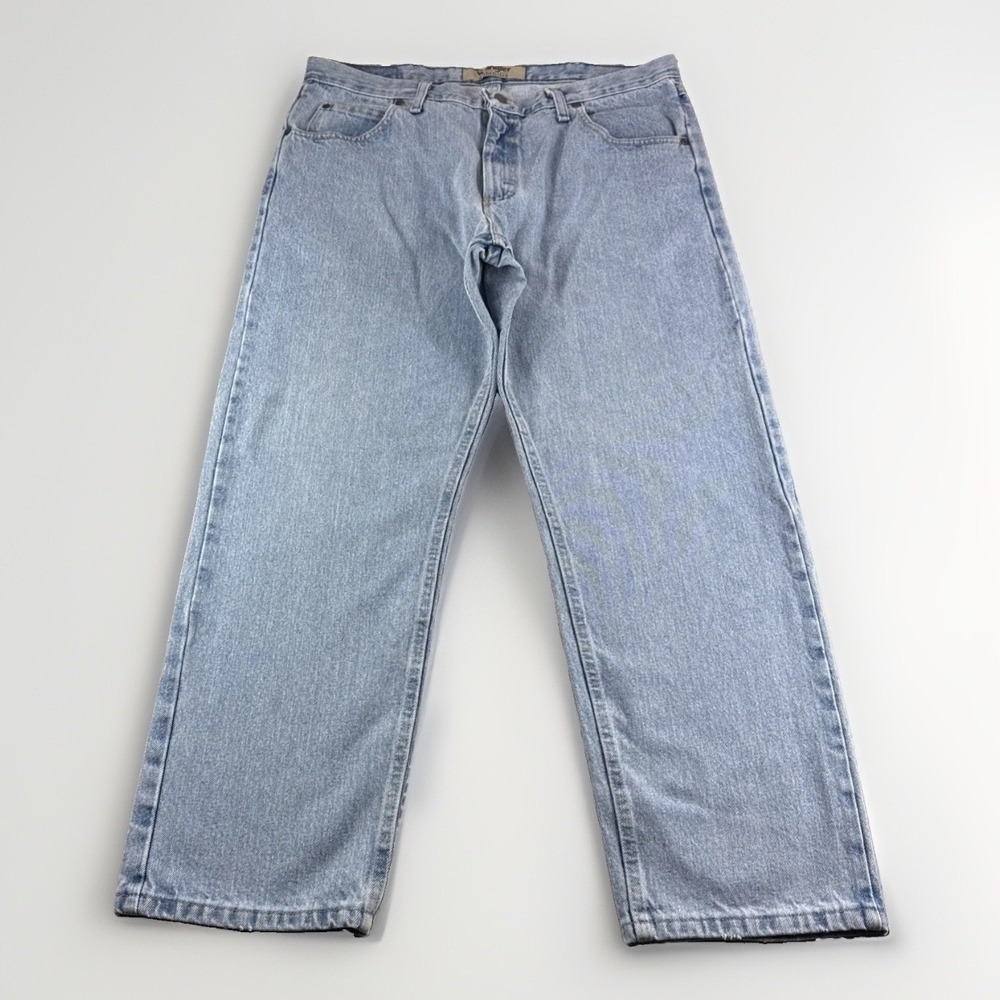 Wrangler Authentics Jeans Mens 36x29 Blue Denim Workwear Casual Pants Light Wash